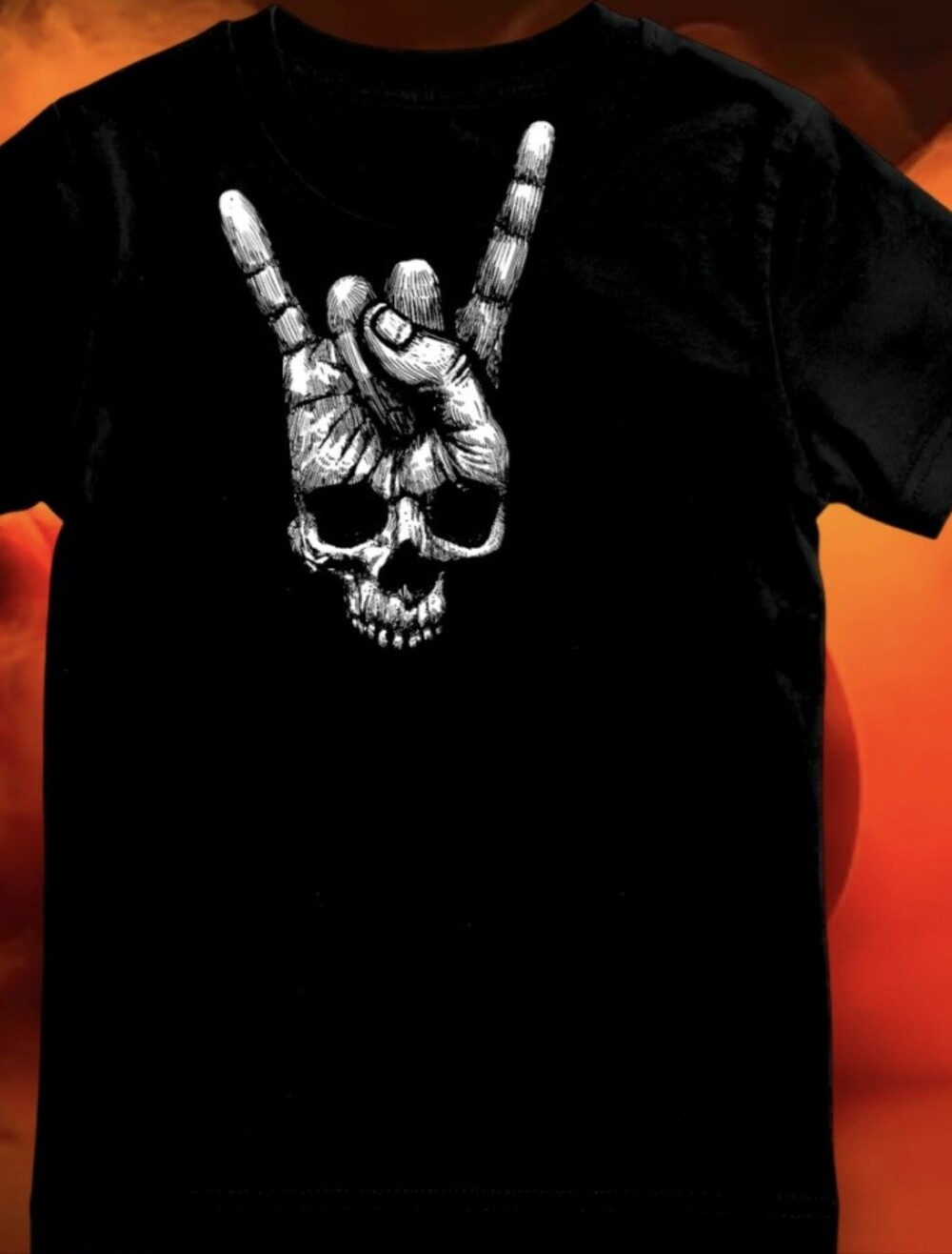 Gothic Skeleton Rock Hand Graphic Tee Hand Crystals